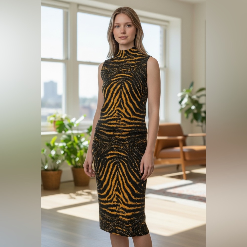 Vintage Tiger Print Wolford Two-Piece Tank Top & Pencil Skirt SO5015